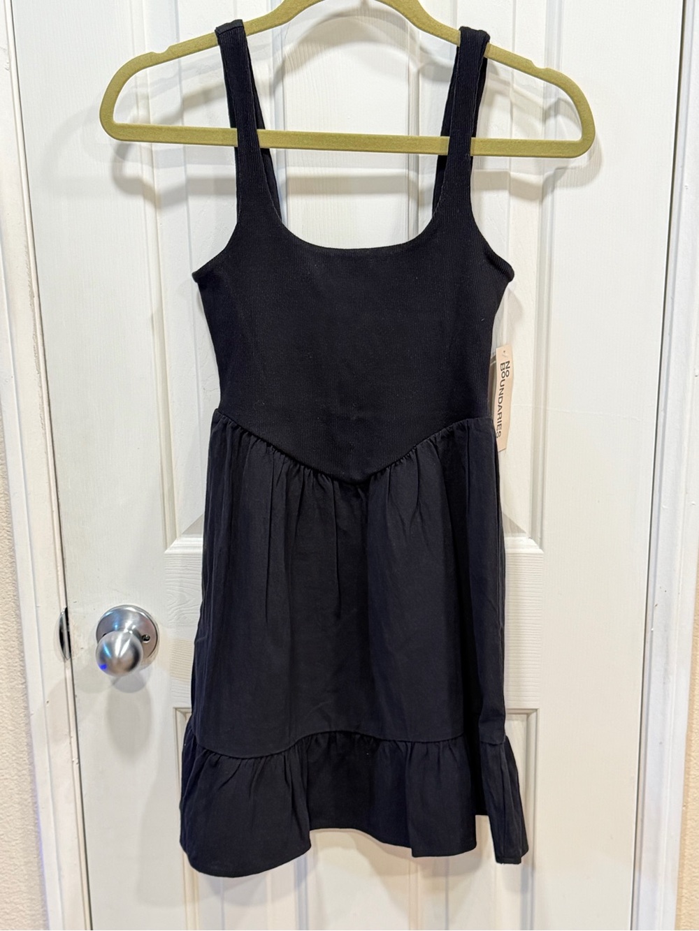 No Boundaries Black Tiered Tank Mini Dress